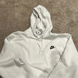 NIKE MENS WHITE HOODIE W BLACK NIKE SWOOSH SYMBOL